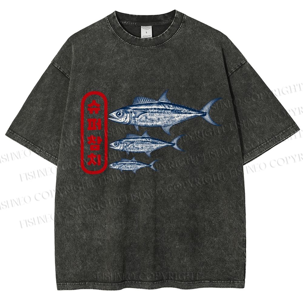 Unisex Super Tuna Printed Washed Tee