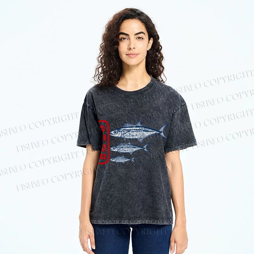 Unisex Super Tuna Printed Washed Tee