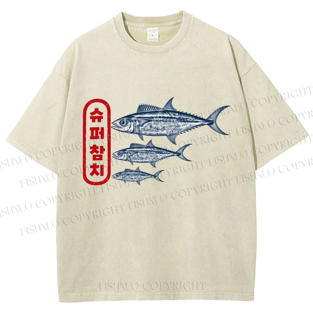 Unisex Super Tuna Printed Washed Tee