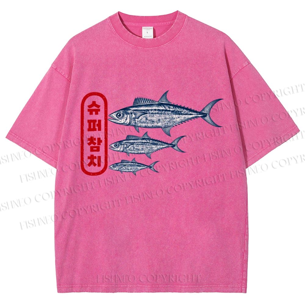 Unisex Super Tuna Printed Washed Tee