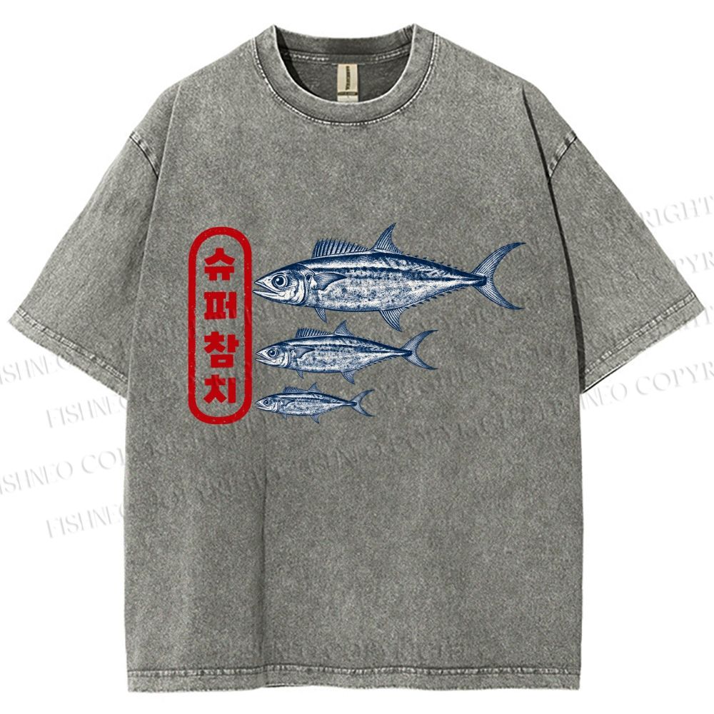 Unisex Super Tuna Printed Washed Tee