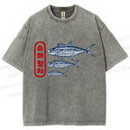 Unisex Super Tuna Printed Washed Tee