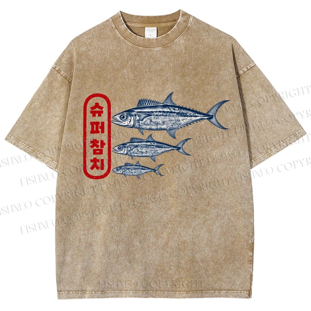 Unisex Super Tuna Printed Washed Tee