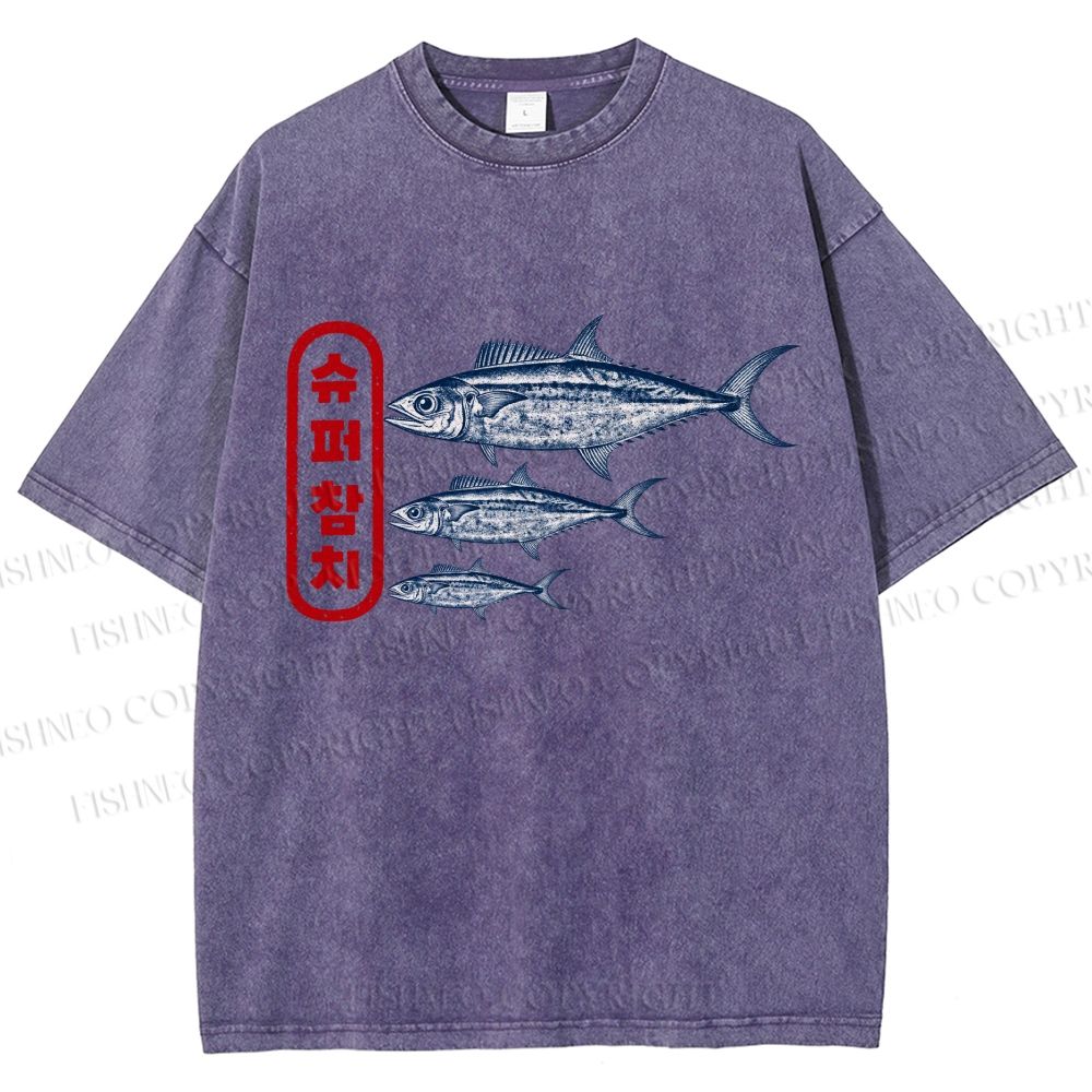 Unisex Super Tuna Printed Washed Tee