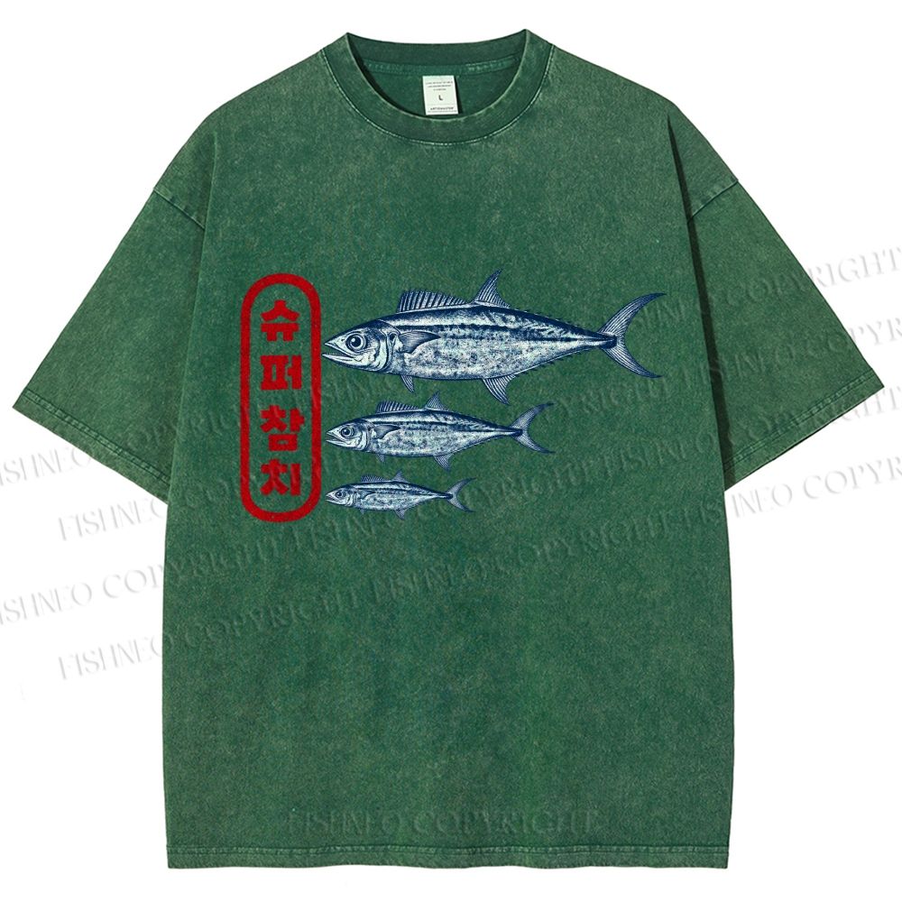 Unisex Super Tuna Printed Washed Tee