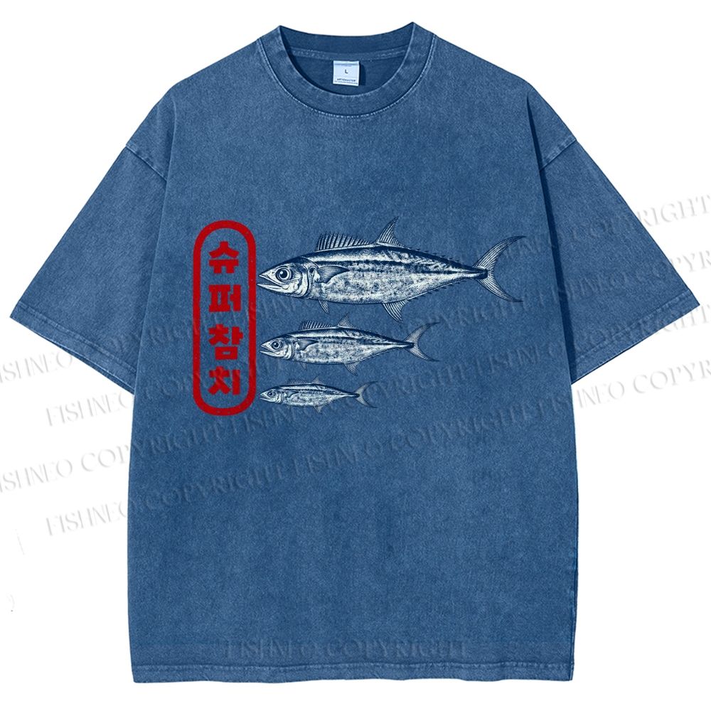 Unisex Super Tuna Printed Washed Tee