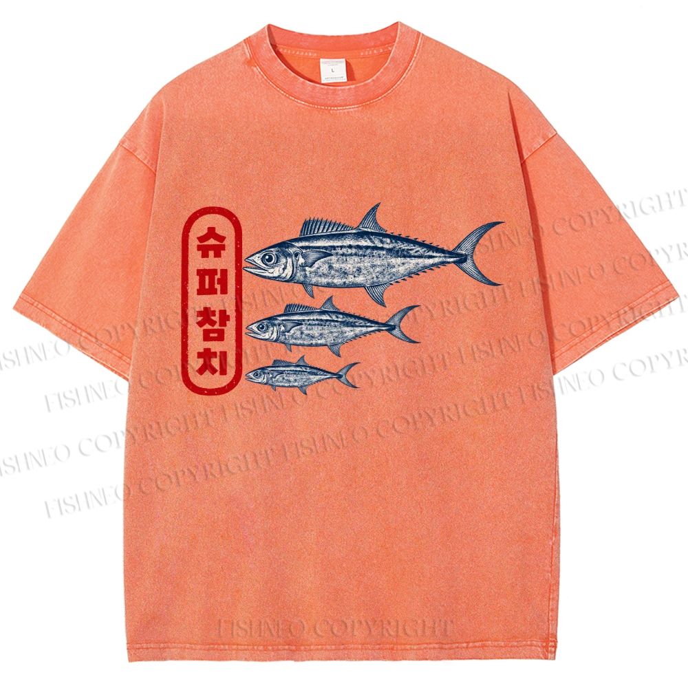 Unisex Super Tuna Printed Washed Tee