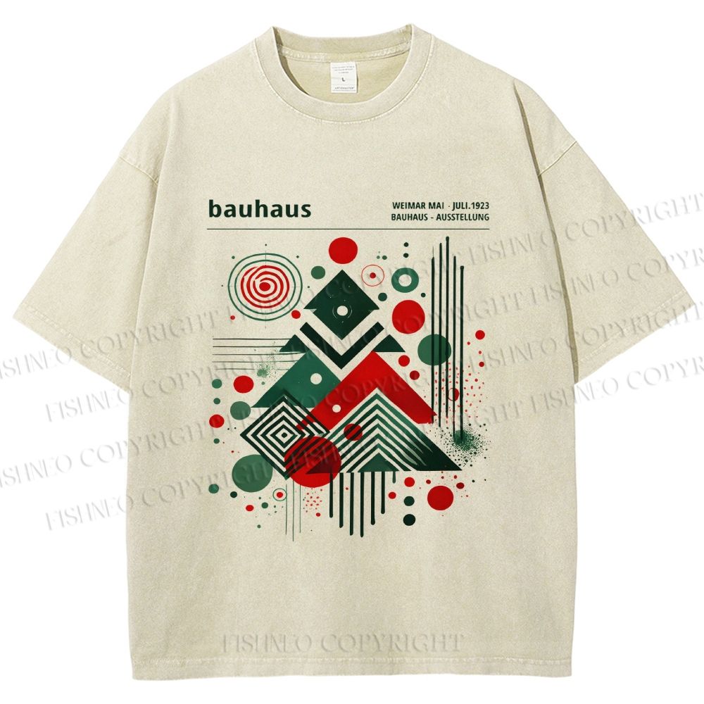 Unisex Christmas Tree in Bauhaus Style Printed Washed Tee
