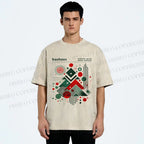 Unisex Christmas Tree in Bauhaus Style Printed Washed Tee