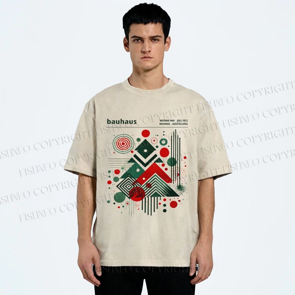 Unisex Christmas Tree in Bauhaus Style Printed Washed Tee