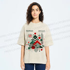 Unisex Christmas Tree in Bauhaus Style Printed Washed Tee