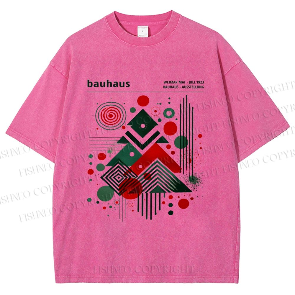 Unisex Christmas Tree in Bauhaus Style Printed Washed Tee