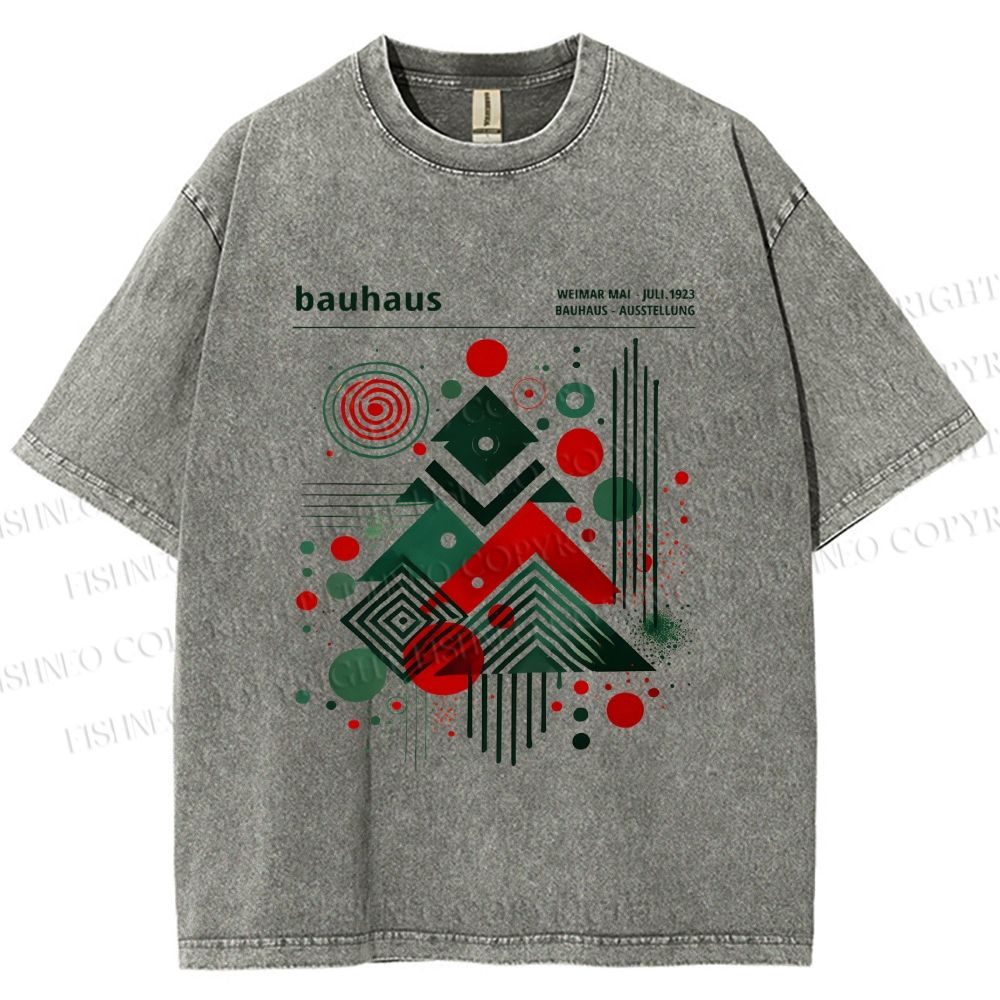 Unisex Christmas Tree in Bauhaus Style Printed Washed Tee