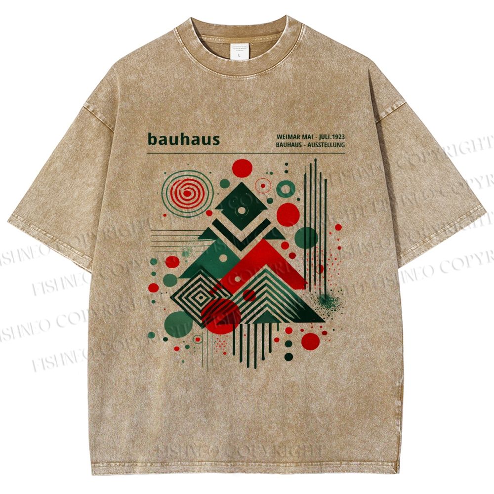 Unisex Christmas Tree in Bauhaus Style Printed Washed Tee
