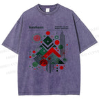 Unisex Christmas Tree in Bauhaus Style Printed Washed Tee