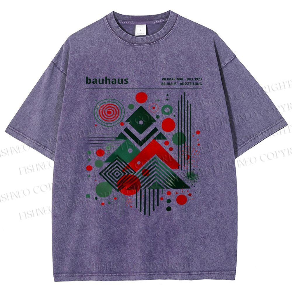 Unisex Christmas Tree in Bauhaus Style Printed Washed Tee