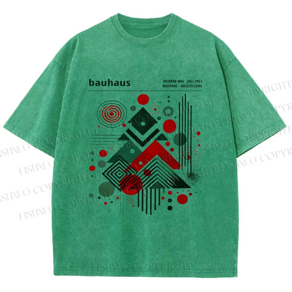 Unisex Christmas Tree in Bauhaus Style Printed Washed Tee