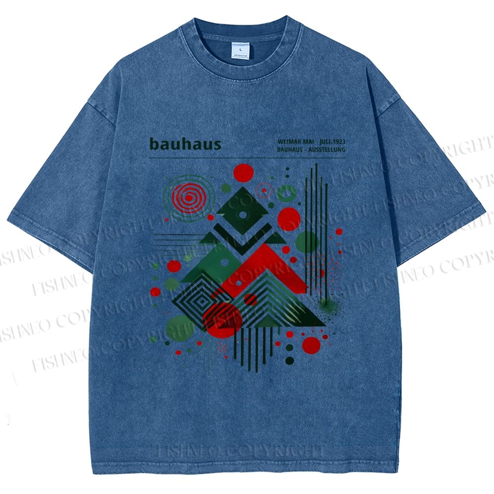 Unisex Christmas Tree in Bauhaus Style Printed Washed Tee