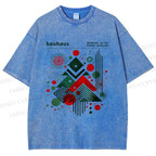 Unisex Christmas Tree in Bauhaus Style Printed Washed Tee
