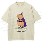 Unisex Funny Wizard Capybara Printed Washed Tee