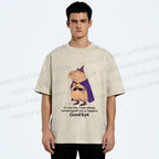 Unisex Funny Wizard Capybara Printed Washed Tee