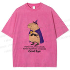 Unisex Funny Wizard Capybara Printed Washed Tee