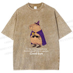 Unisex Funny Wizard Capybara Printed Washed Tee