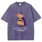 Unisex Funny Wizard Capybara Printed Washed Tee