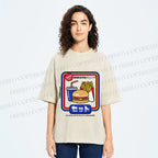 Unisex Japanese Burger Set Printed Washed Tee