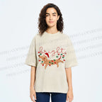 Unisex Bright Dachshund in Christmas Printed Washed Tee