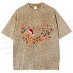 Unisex Bright Dachshund in Christmas Printed Washed Tee