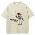 Unisex Skeleton Napoleon Pun Printed Washed Tee