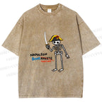 Unisex Skeleton Napoleon Pun Printed Washed Tee