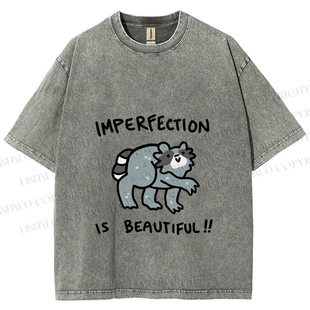 Unisex Raccoon Imperfection Is Beautiful Printed Washed Tee