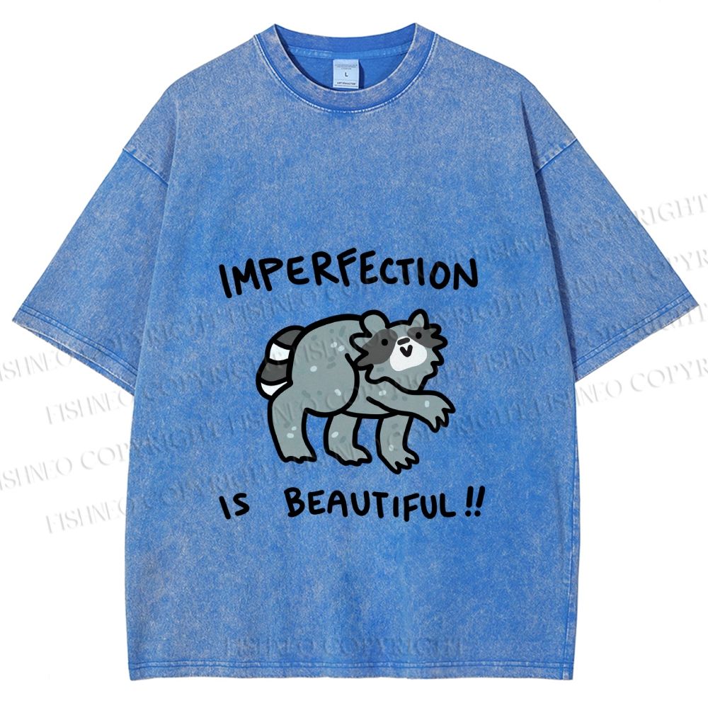 Unisex Raccoon Imperfection Is Beautiful Printed Washed Tee