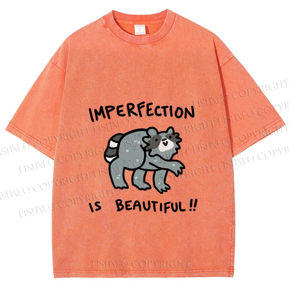 Unisex Raccoon Imperfection Is Beautiful Printed Washed Tee