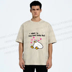 Unisex Duck Kiss Meme Printed Washed Tee