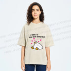 Unisex Duck Kiss Meme Printed Washed Tee