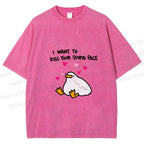Unisex Duck Kiss Meme Printed Washed Tee