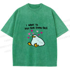 Unisex Duck Kiss Meme Printed Washed Tee