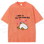Unisex Duck Kiss Meme Printed Washed Tee