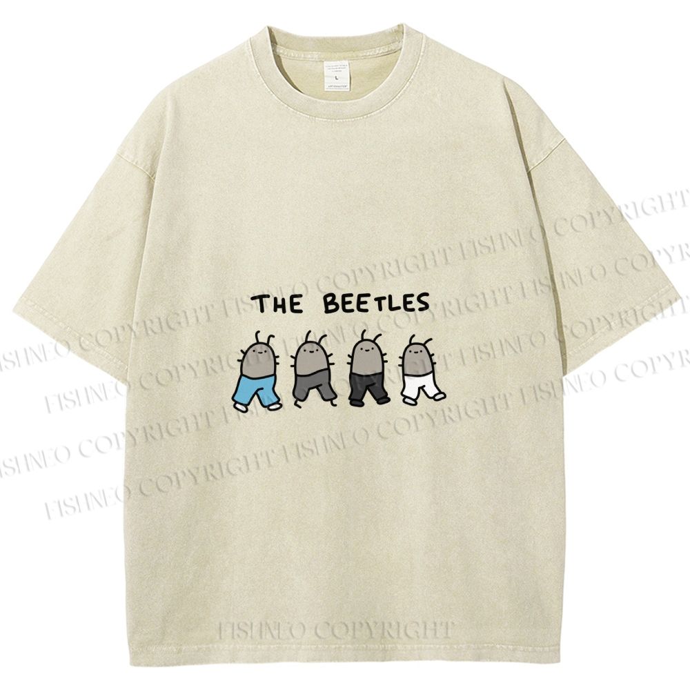 Unisex The Beetles Meme Printed Washed Tee