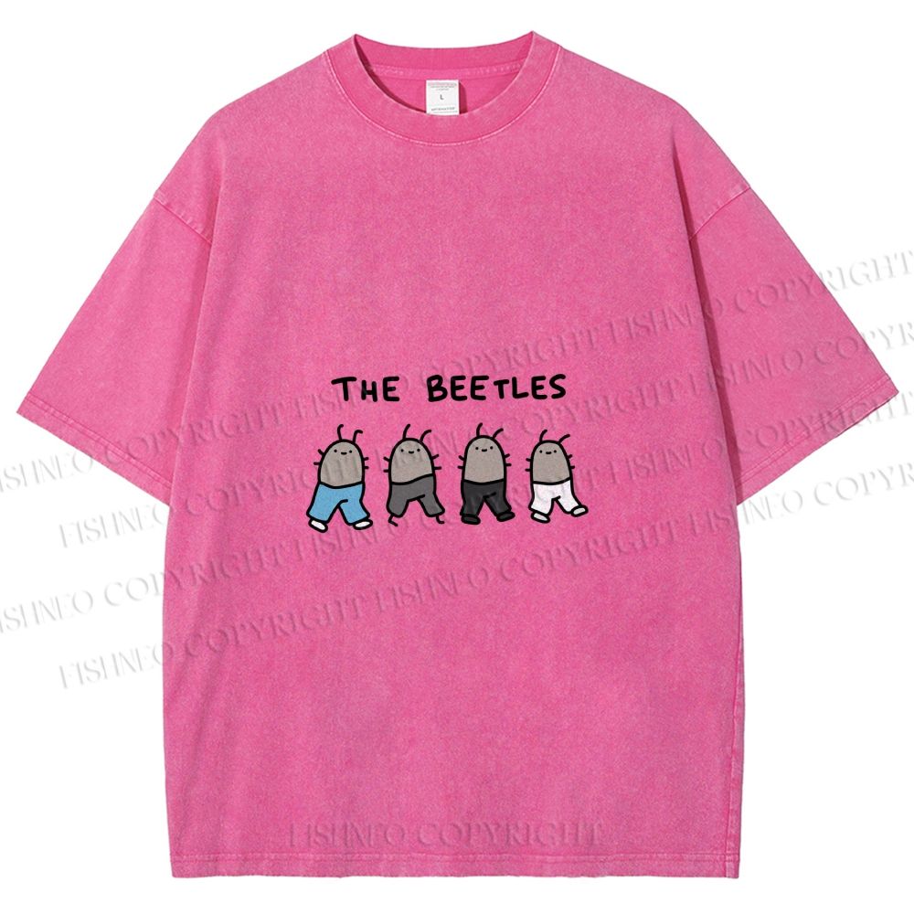 Unisex The Beetles Meme Printed Washed Tee