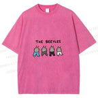 Unisex The Beetles Meme Printed Washed Tee