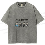 Unisex The Beetles Meme Printed Washed Tee