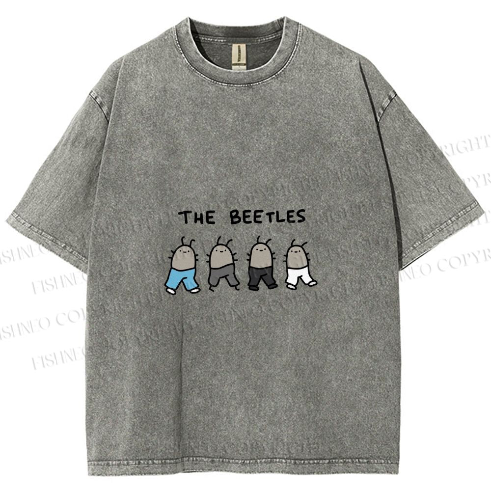Unisex The Beetles Meme Printed Washed Tee