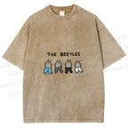 Unisex The Beetles Meme Printed Washed Tee