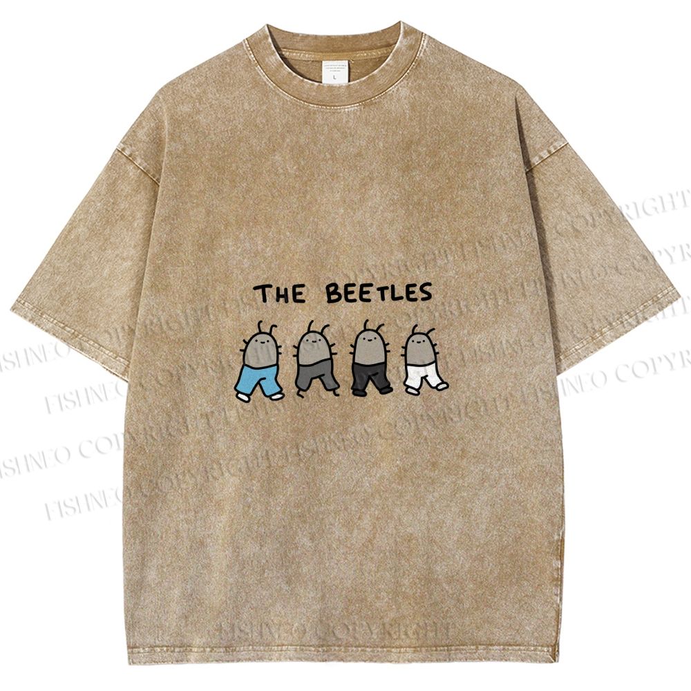 Unisex The Beetles Meme Printed Washed Tee