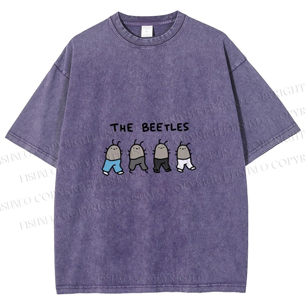 Unisex The Beetles Meme Printed Washed Tee