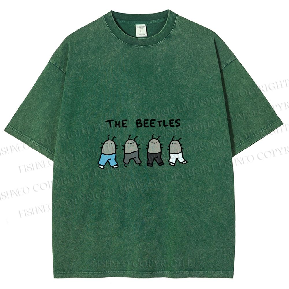 Unisex The Beetles Meme Printed Washed Tee